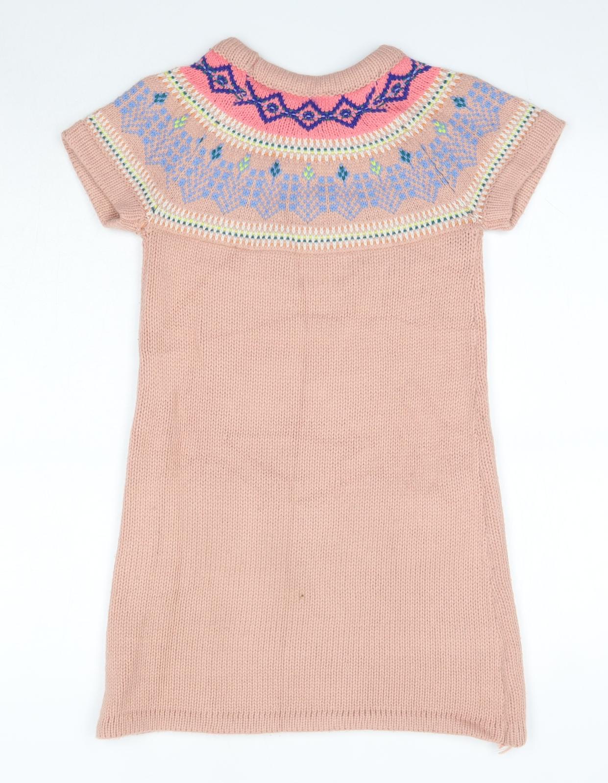 John Lewis Girls Pink  Acrylic Jumper Dress  Size 9 Years  Round Neck