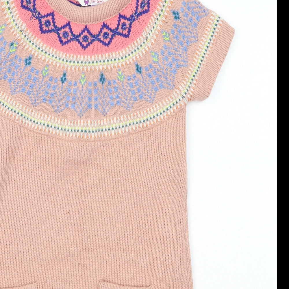 John Lewis Girls Pink  Acrylic Jumper Dress  Size 9 Years  Round Neck