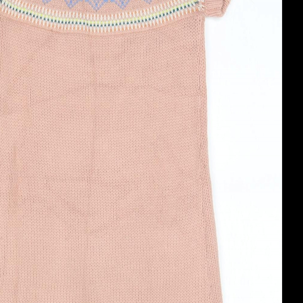 John Lewis Girls Pink  Acrylic Jumper Dress  Size 9 Years  Round Neck