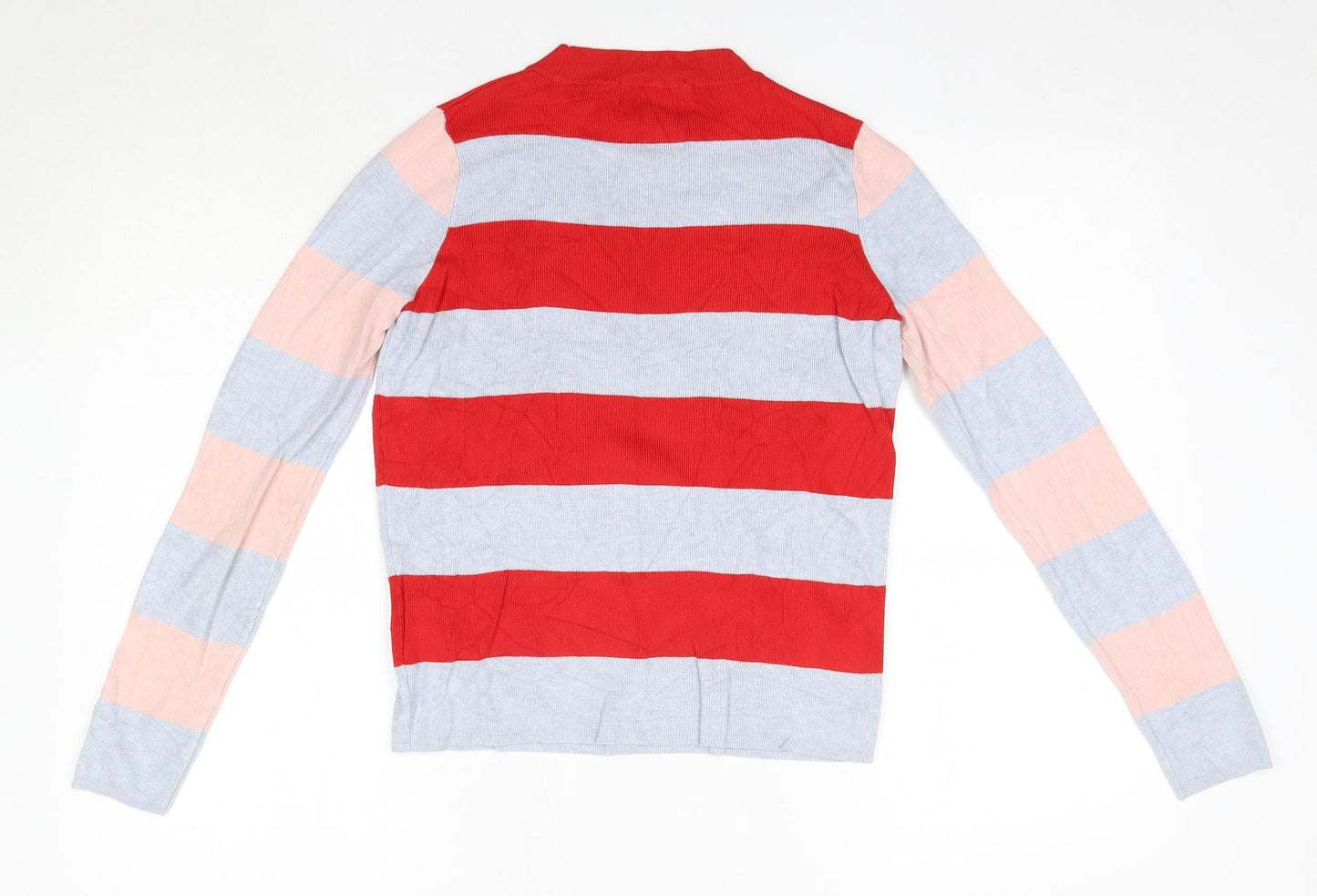 M&S Womens Multicoloured Round Neck Striped Viscose Pullover Jumper Size 8