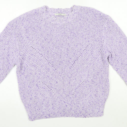 George Womens Purple Round Neck  Acrylic Pullover Jumper Size L