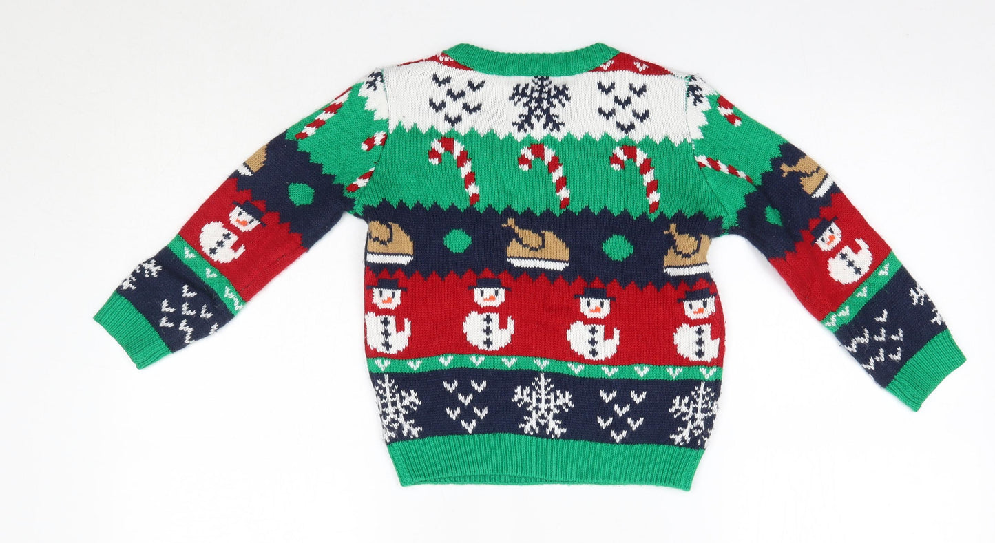 Matalan Boys Multicoloured Round Neck  Acrylic Pullover Jumper Size 5 Years   - Christmas