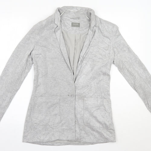 Oasis Womens Grey V-Neck  Viscose Cardigan Jumper Size 6