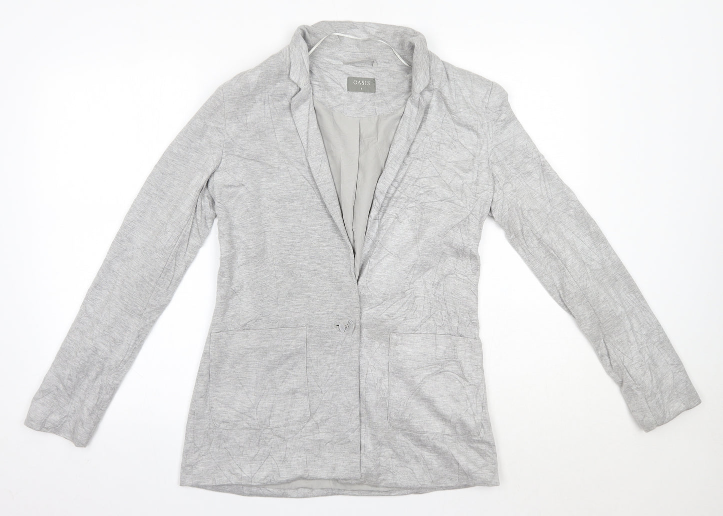 Oasis Womens Grey V-Neck  Viscose Cardigan Jumper Size 6