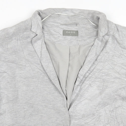 Oasis Womens Grey V-Neck  Viscose Cardigan Jumper Size 6