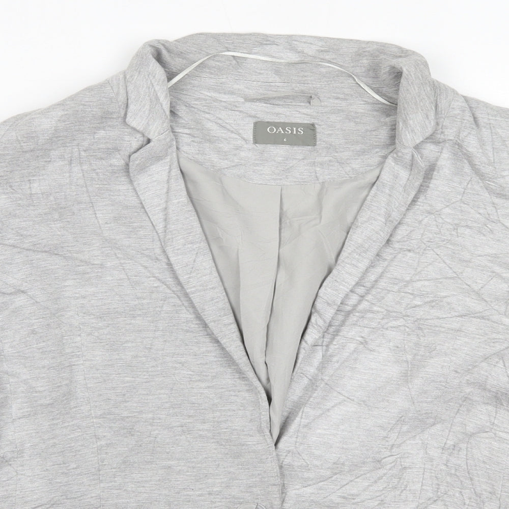 Oasis Womens Grey V-Neck  Viscose Cardigan Jumper Size 6