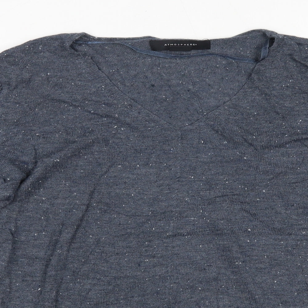Primark Womens Blue V-Neck  Acrylic Pullover Jumper Size 8