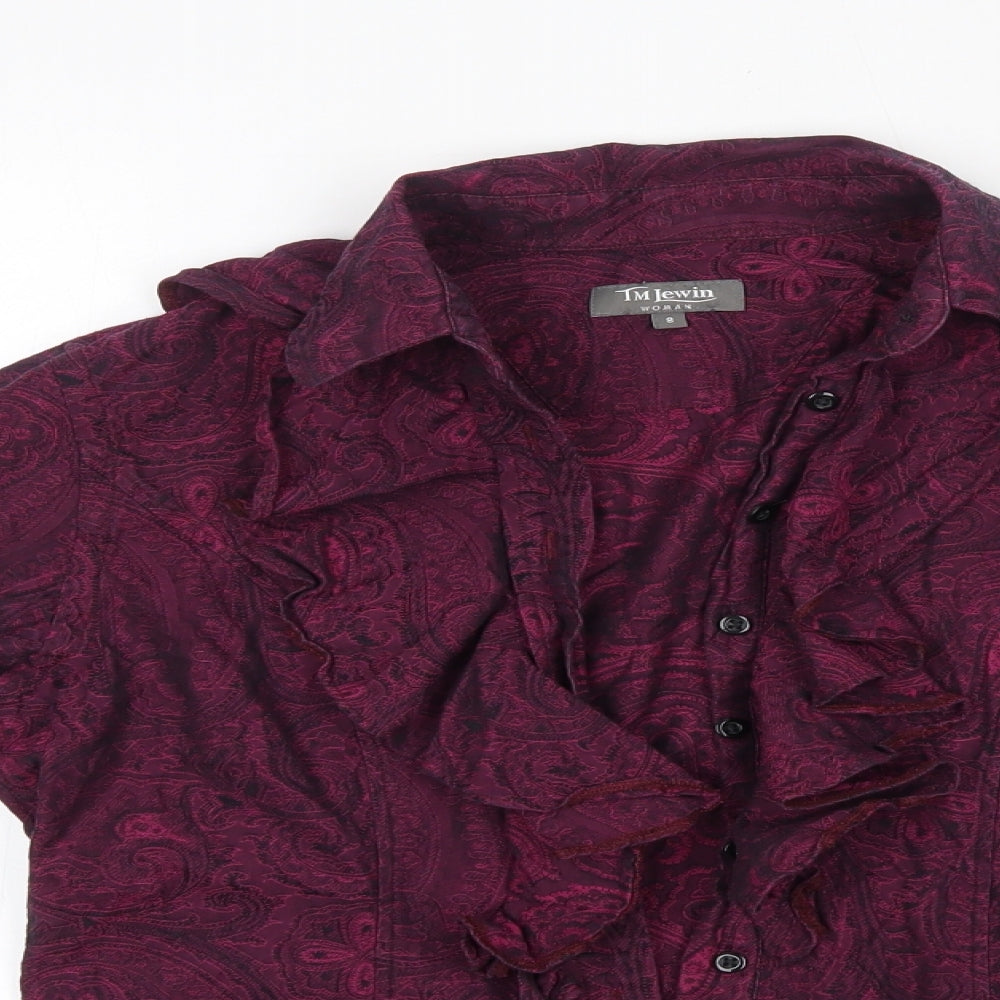 TM Lewin Womens Pink Paisley 100% Cotton Basic Button-Up Size 8 Collared