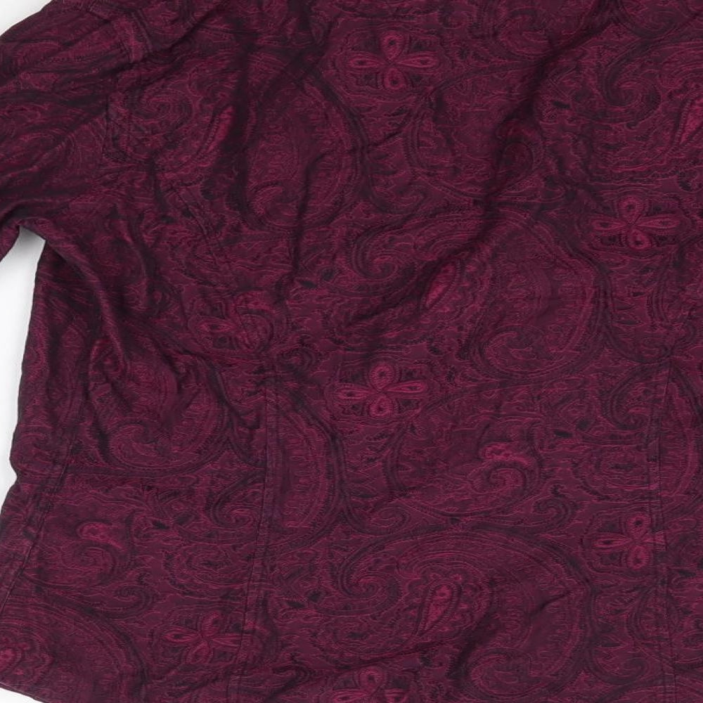 TM Lewin Womens Pink Paisley 100% Cotton Basic Button-Up Size 8 Collared
