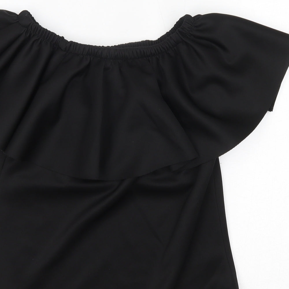 Silk Womens Black  Polyester Bodysuit One-Piece Size 12