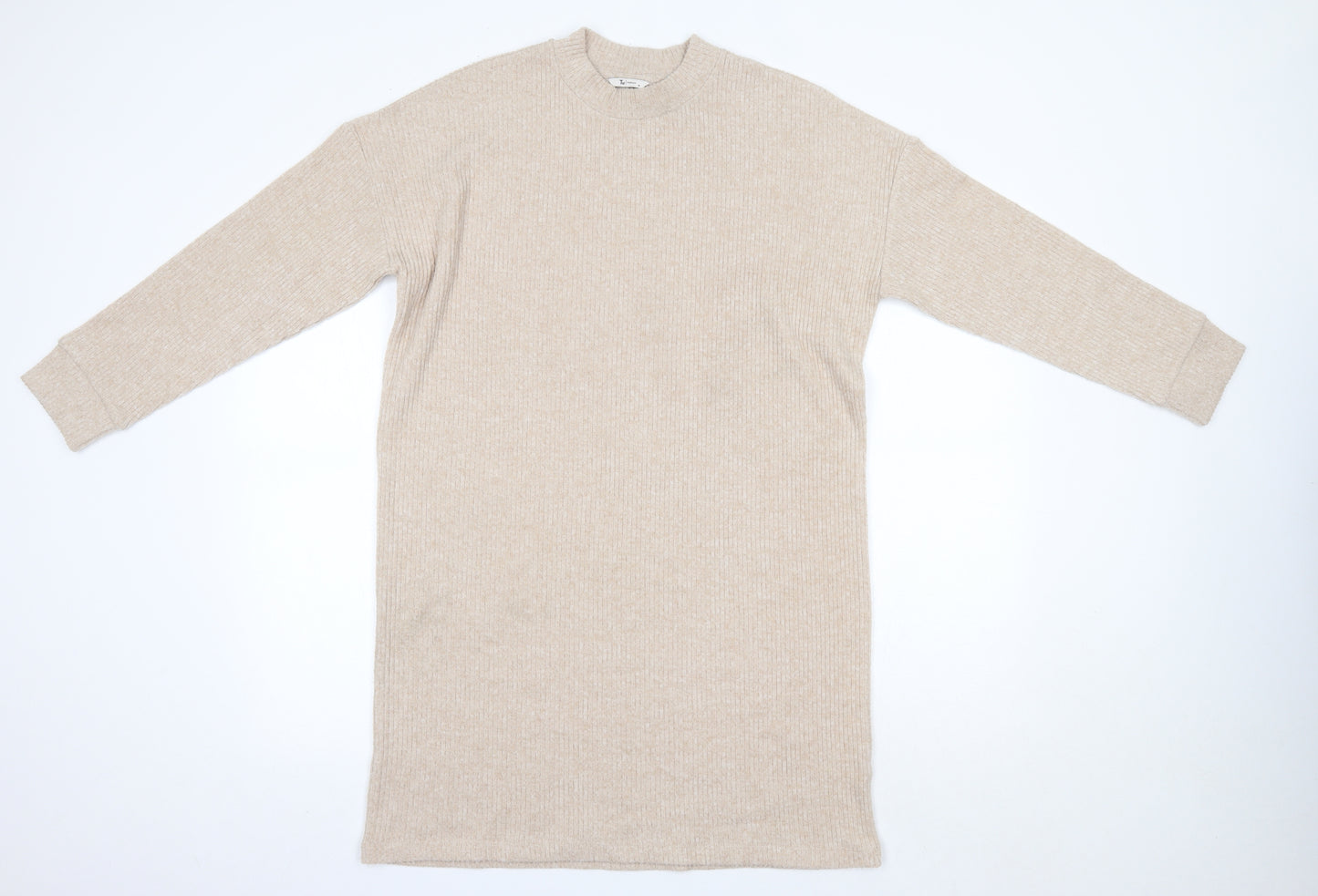TU Womens Beige  Polyester Jumper Dress  Size 14  Round Neck