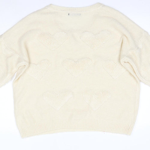 Primark Womens Ivory Round Neck  Acrylic Pullover Jumper Size 20