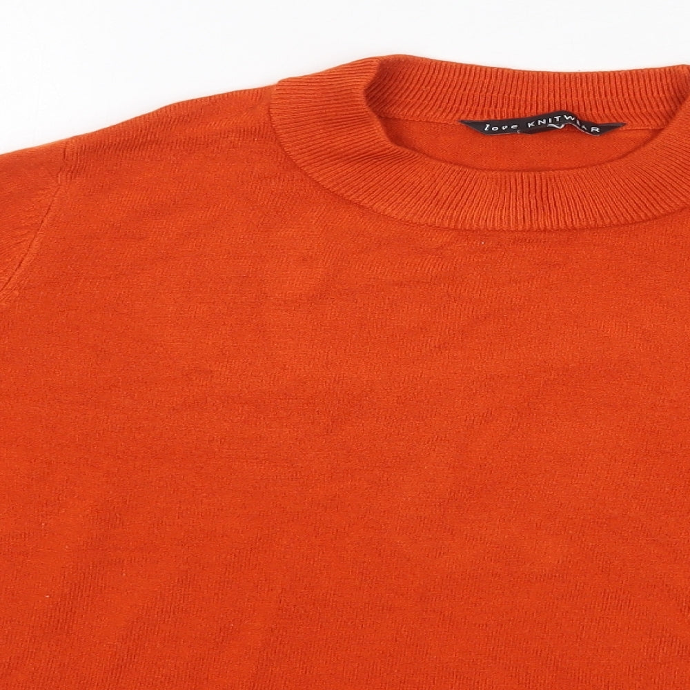 Bonmarché Womens Orange Round Neck  Acrylic Pullover Jumper Size 14