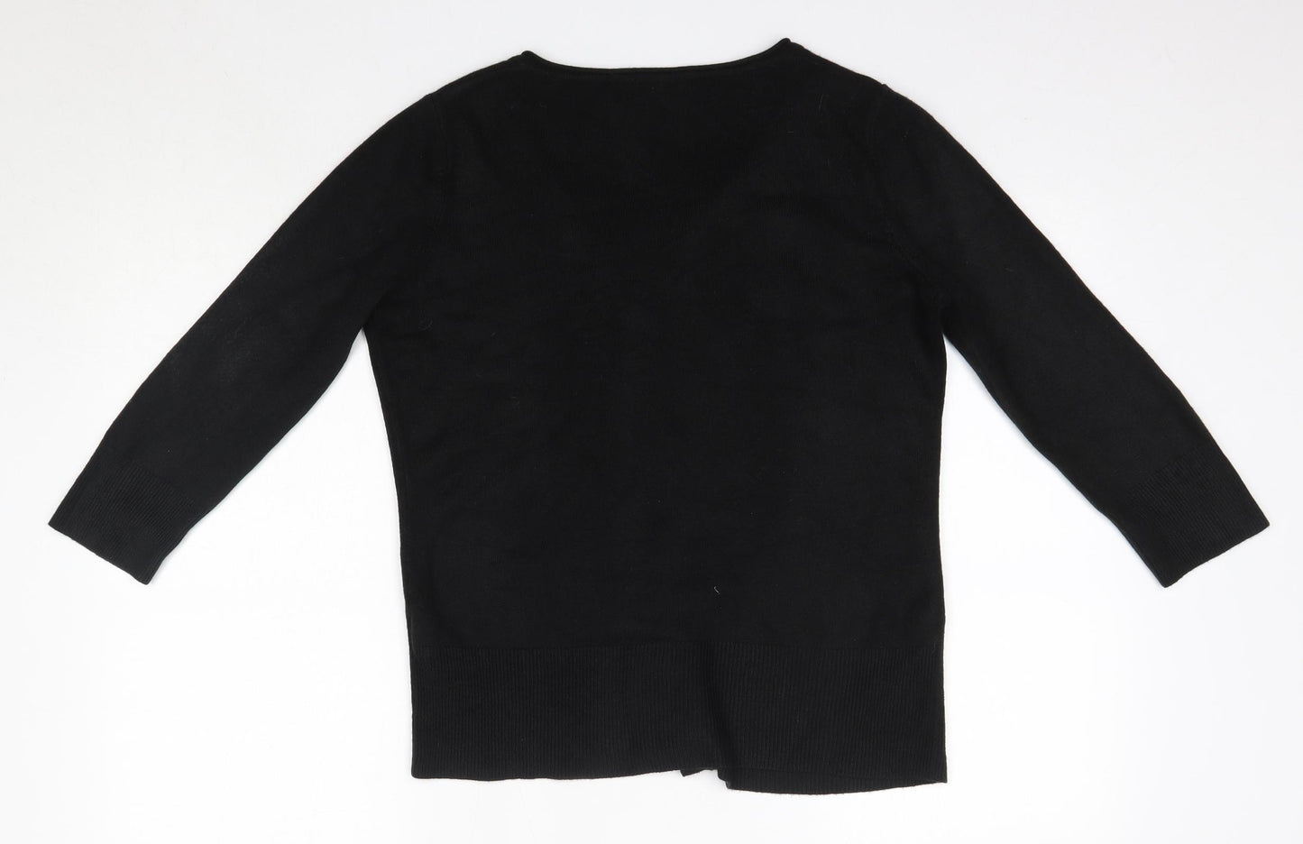 M&S Womens Black Round Neck  Acrylic Cardigan Jumper Size 12   - Per Una