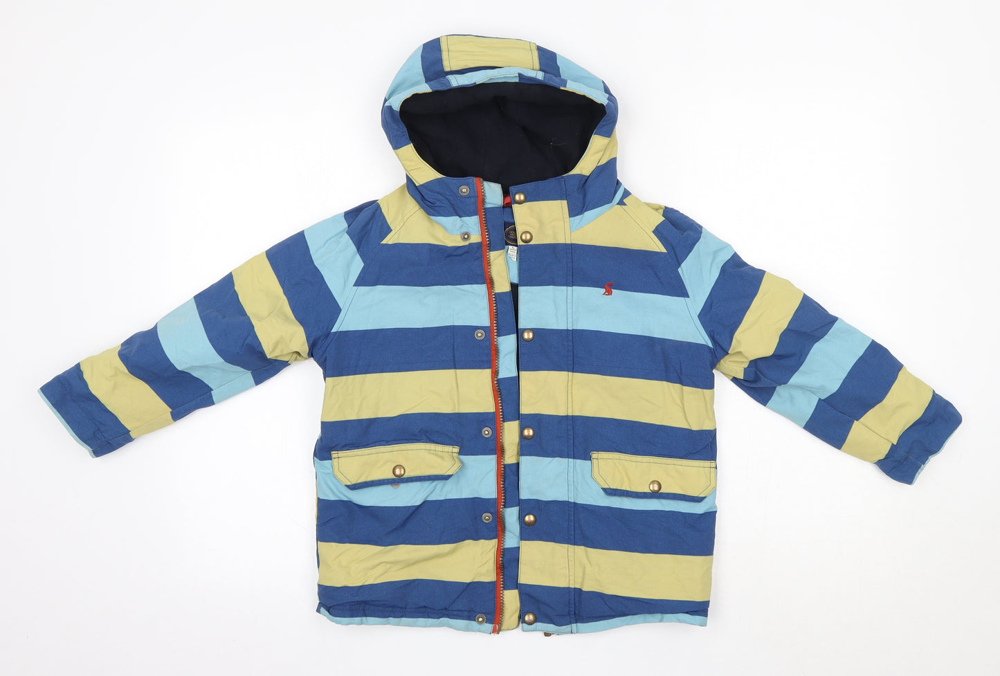 Joules Boys Multicoloured Striped  Overcoat Coat Size 8 Years