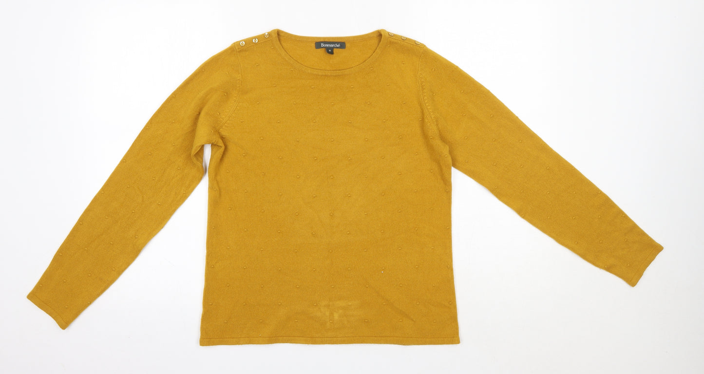 Bonmarché Womens Orange Round Neck  Acrylic Pullover Jumper Size 10