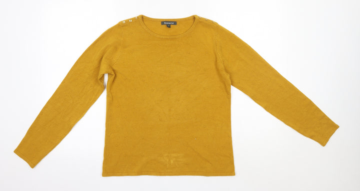 Bonmarché Womens Orange Round Neck  Acrylic Pullover Jumper Size 10