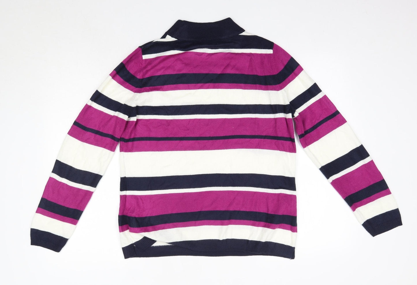 Matalan Womens Multicoloured High Neck Striped Acrylic Pullover Jumper Size 14