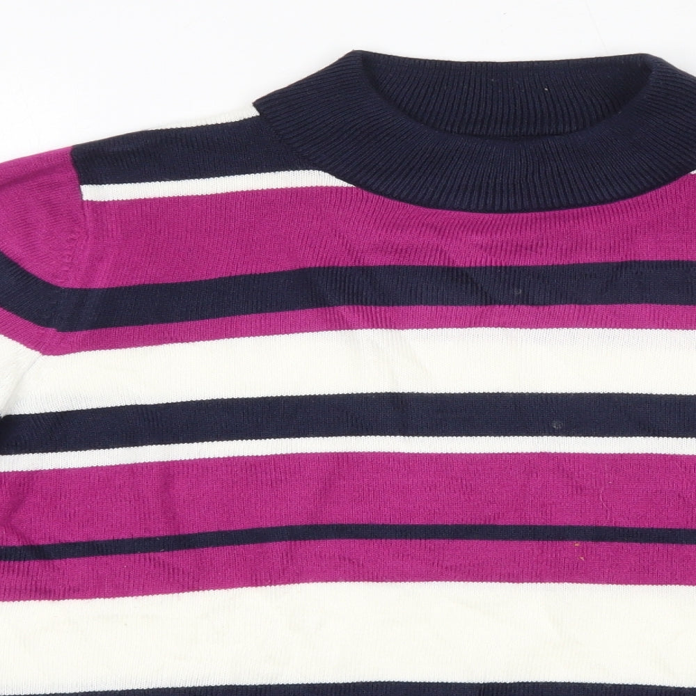 Matalan Womens Multicoloured High Neck Striped Acrylic Pullover Jumper Size 14