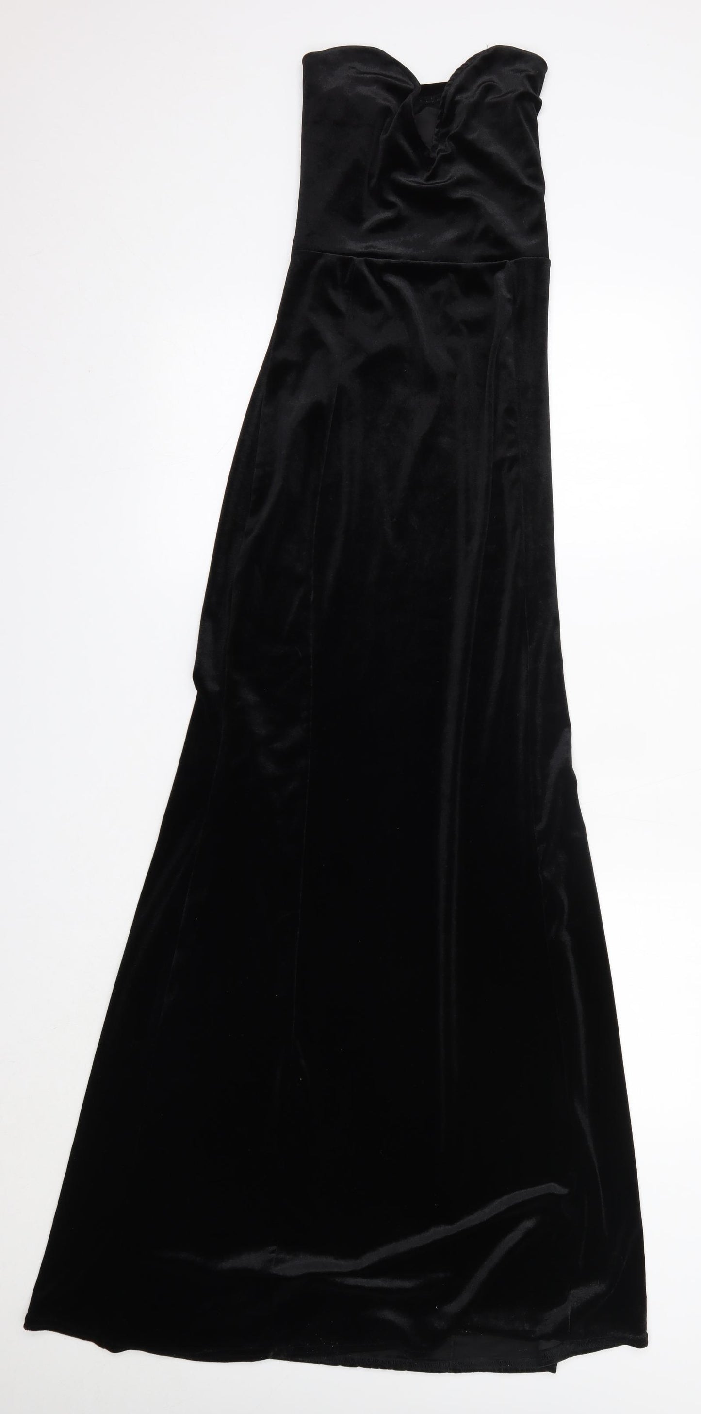 PRETTYLITTLETHING Womens Black  Polyester Maxi  Size 8  Off the Shoulder