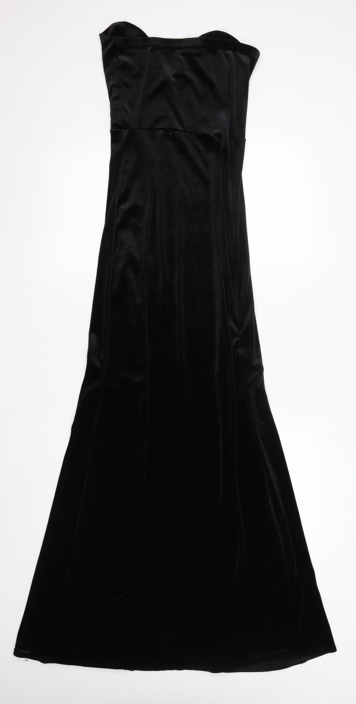 PRETTYLITTLETHING Womens Black  Polyester Maxi  Size 8  Off the Shoulder
