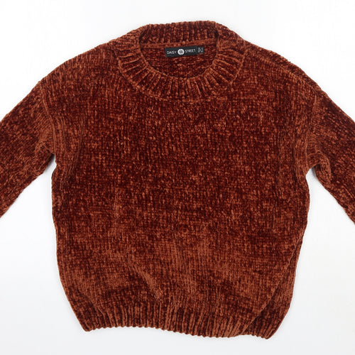 Daisy Street Womens Brown Round Neck  Polyester Pullover Jumper Size 6