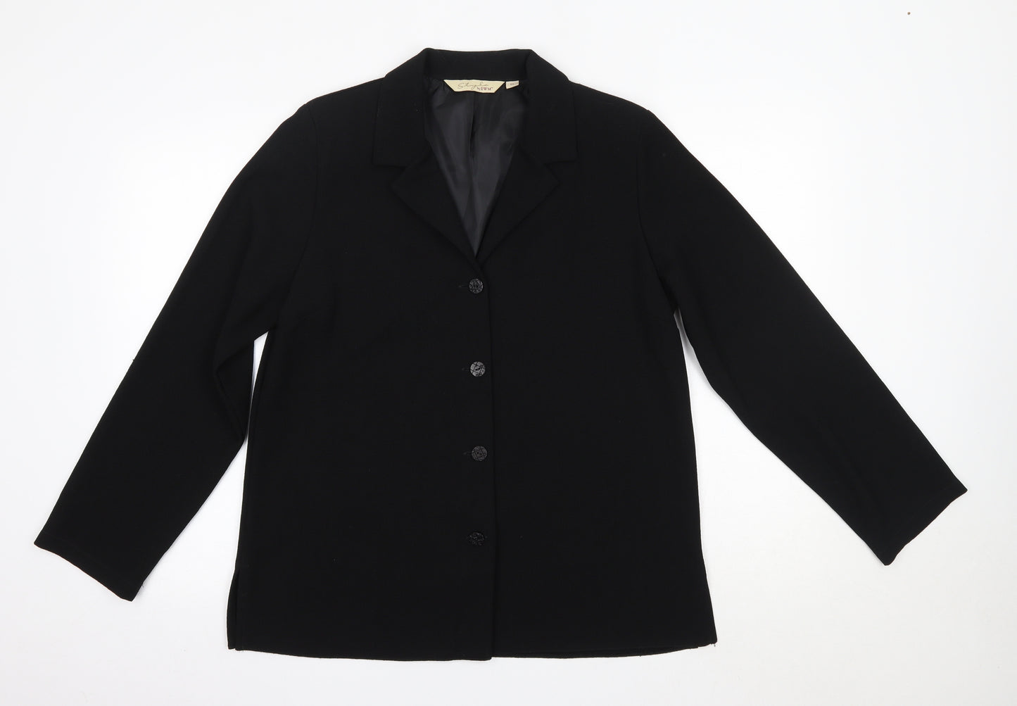 EWM Womens Black V-Neck  Polyester Cardigan Jumper Size 14