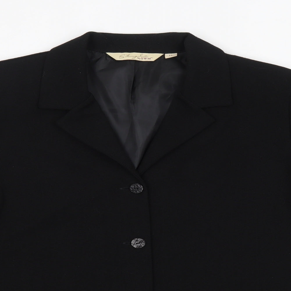 EWM Womens Black V-Neck  Polyester Cardigan Jumper Size 14