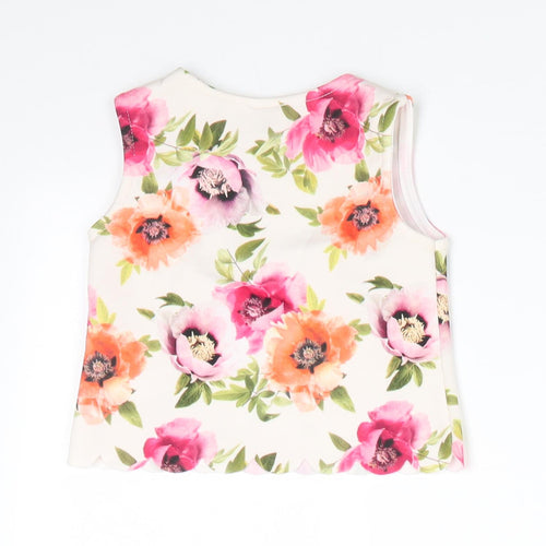 E-vie Angel Girls Ivory Floral Polyester Tunic Tank Size 9-12 Months Round Neck  - Red Pink Orange flowers