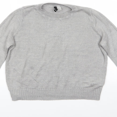 Divided Womens Grey Round Neck  Acrylic Pullover Jumper Size M   - Mid Grey Soft texture