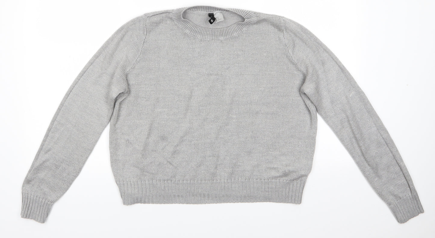 Divided Womens Grey Round Neck  Acrylic Pullover Jumper Size M   - Mid Grey Soft texture