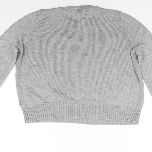 Divided Womens Grey Round Neck  Acrylic Pullover Jumper Size M   - Mid Grey Soft texture
