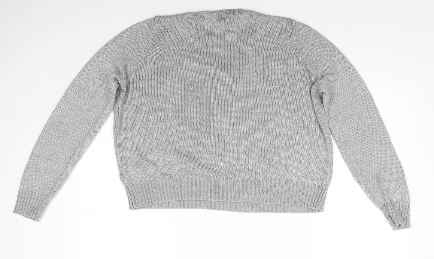 Divided Womens Grey Round Neck  Acrylic Pullover Jumper Size M   - Mid Grey Soft texture