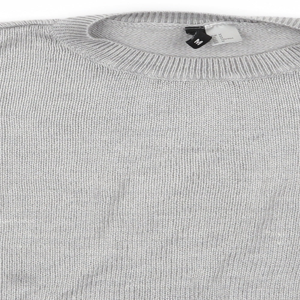 Divided Womens Grey Round Neck  Acrylic Pullover Jumper Size M   - Mid Grey Soft texture