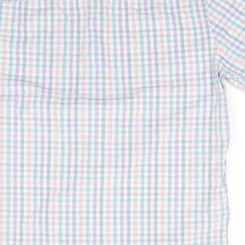 Marks and Spencer Mens Multicoloured Check Cotton  Button-Up Size M Collared  - Buttoned Collar Pink Blue White Purple Check