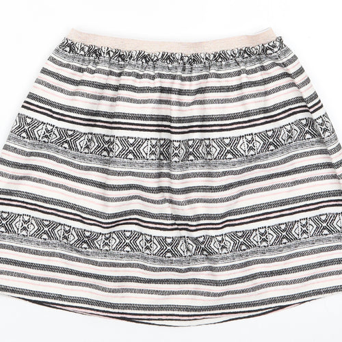 Nutmeg Girls Ivory Striped Polyester A-Line Skirt Size 13-14 Years  Regular  - Black White Pink Striped GeometricGlitter waistband