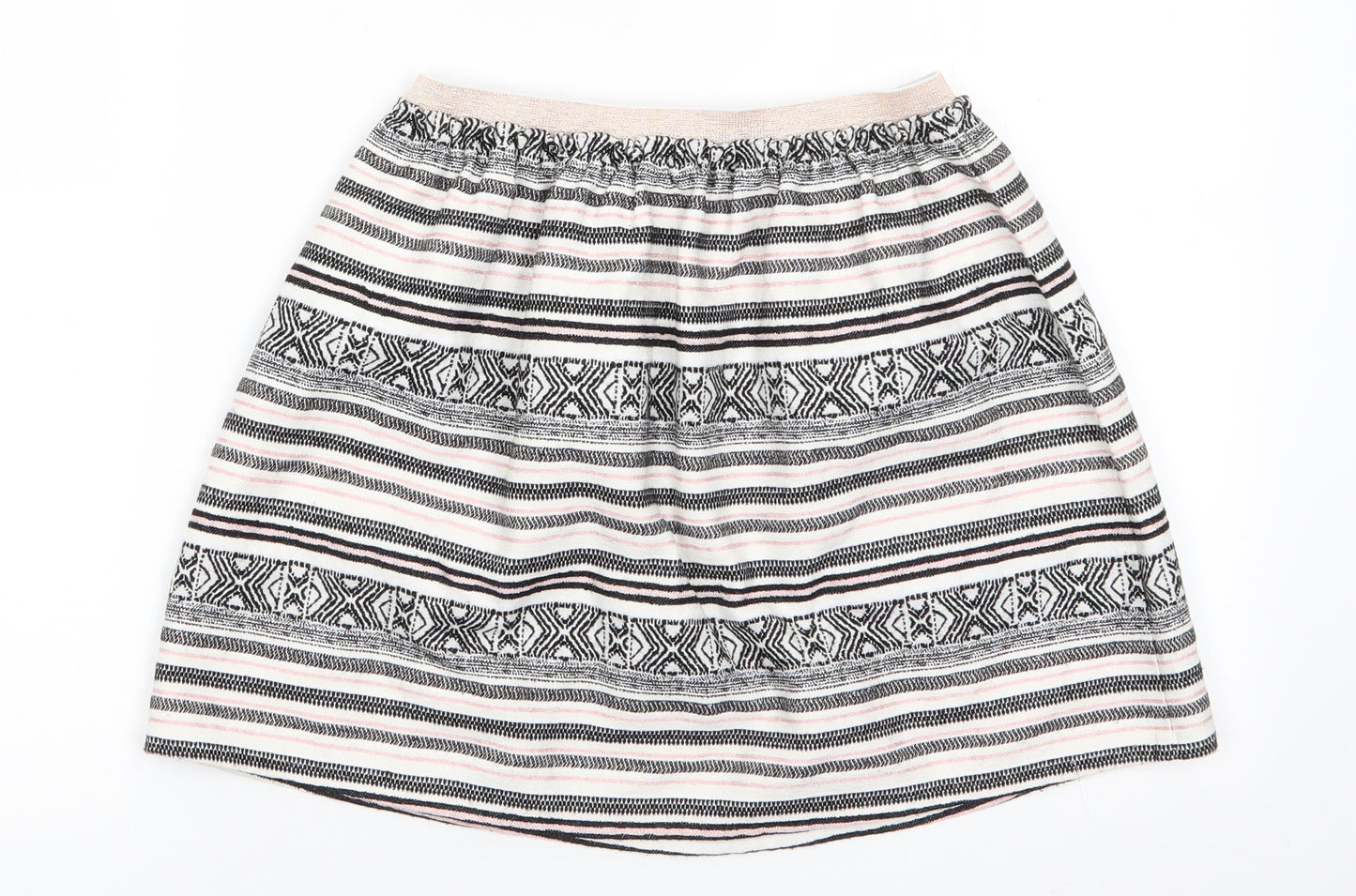 Nutmeg Girls Ivory Striped Polyester A-Line Skirt Size 13-14 Years  Regular  - Black White Pink Striped GeometricGlitter waistband