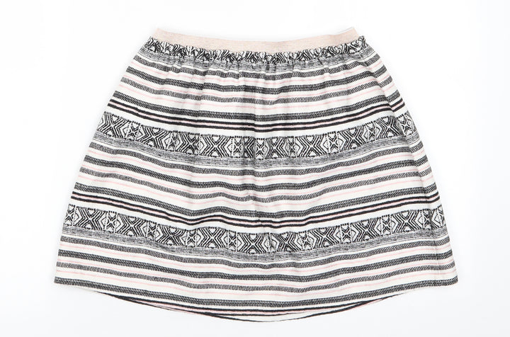 Nutmeg Girls Ivory Striped Polyester A-Line Skirt Size 13-14 Years  Regular  - Black White Pink Striped GeometricGlitter waistband