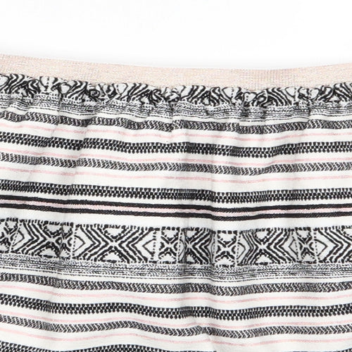 Nutmeg Girls Ivory Striped Polyester A-Line Skirt Size 13-14 Years  Regular  - Black White Pink Striped GeometricGlitter waistband