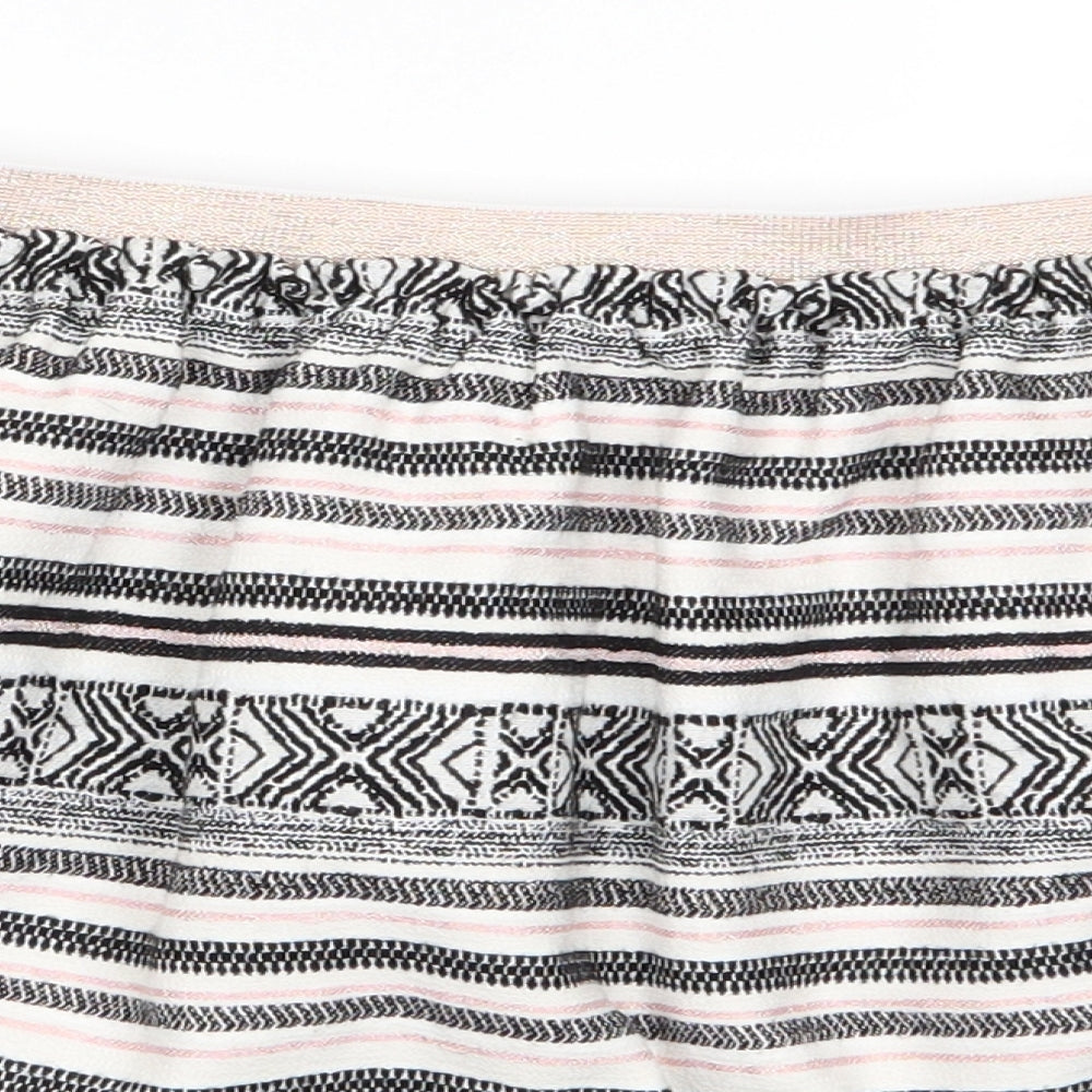 Nutmeg Girls Ivory Striped Polyester A-Line Skirt Size 13-14 Years  Regular  - Black White Pink Striped GeometricGlitter waistband