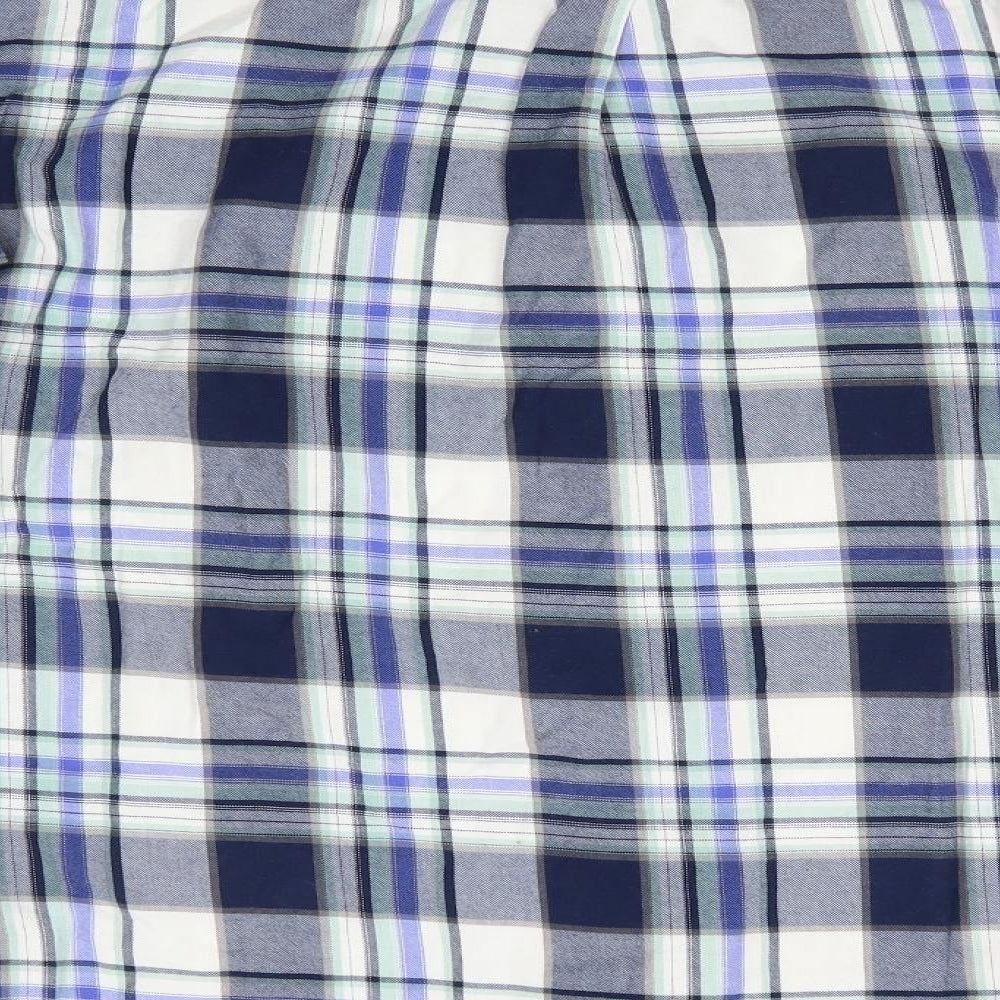 NEXT Womens Blue Check Cotton Basic Button-Up Size 16 Collared - Blue Green Grey Purple Check Part concealed buttons