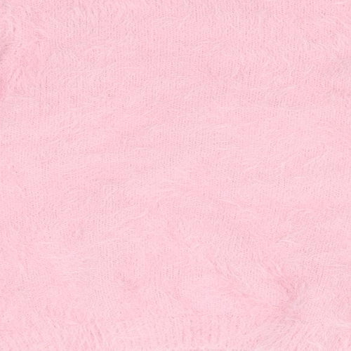 Primark Girls Pink Round Neck Animal Print Nylon Pullover Jumper Size 3-4 Years   - Stay Pawsitive Cat with sequin glasses face Bubblegum pink Soft