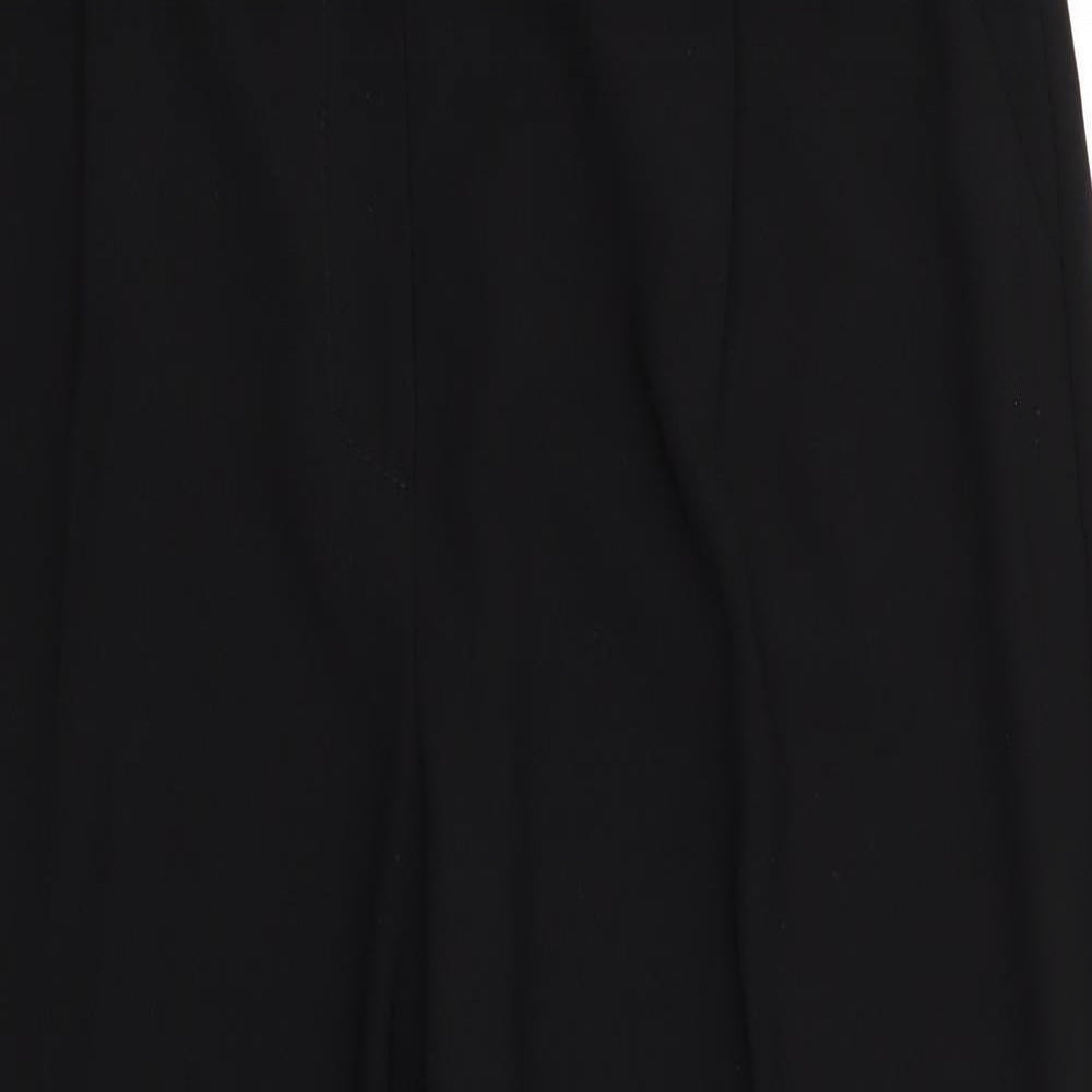 Per Una Womens Black  Polyester Dress Pants Trousers Size 14 L25 in Regular Zip - Cropped High Pleated Waist