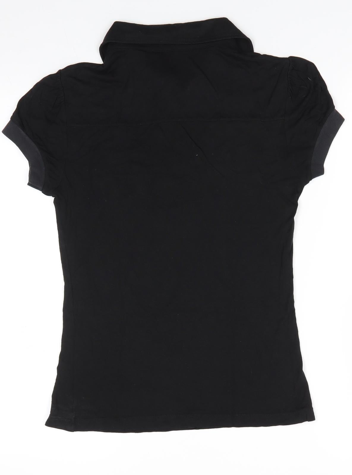 Miss Sixty Womens Black  Viscose Basic T-Shirt Size M Collared - Lightly gathered shoulders