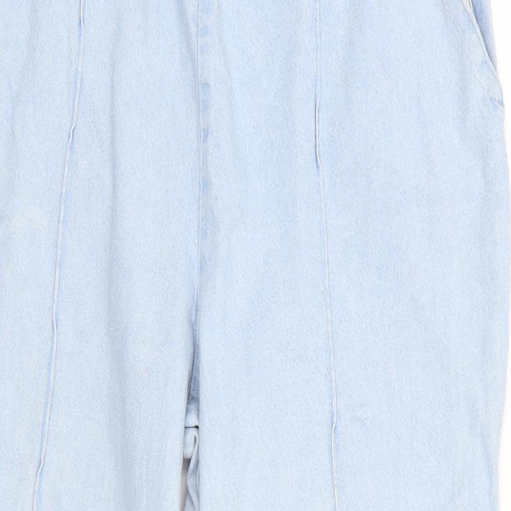 Marks and Spencer Womens Blue  Cotton Cropped Jeans Size 16 L24 in Regular  - Light Blue Back elastication