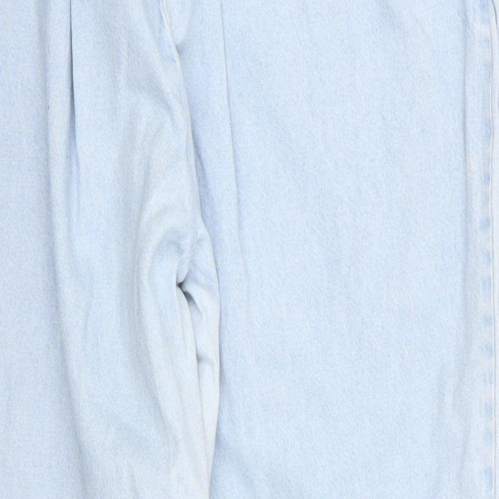 Marks and Spencer Womens Blue  Cotton Cropped Jeans Size 16 L24 in Regular  - Light Blue Back elastication