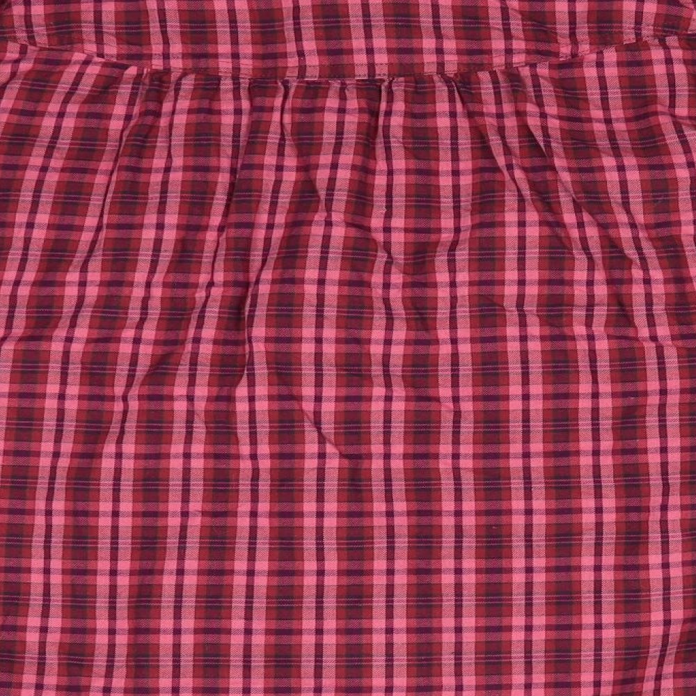 NEXT Womens Pink Check Cotton Basic Button-Up Size 12 Collared - Pinks Browns Burgandy small checksLightly gathered shoulders Frilled cuffs