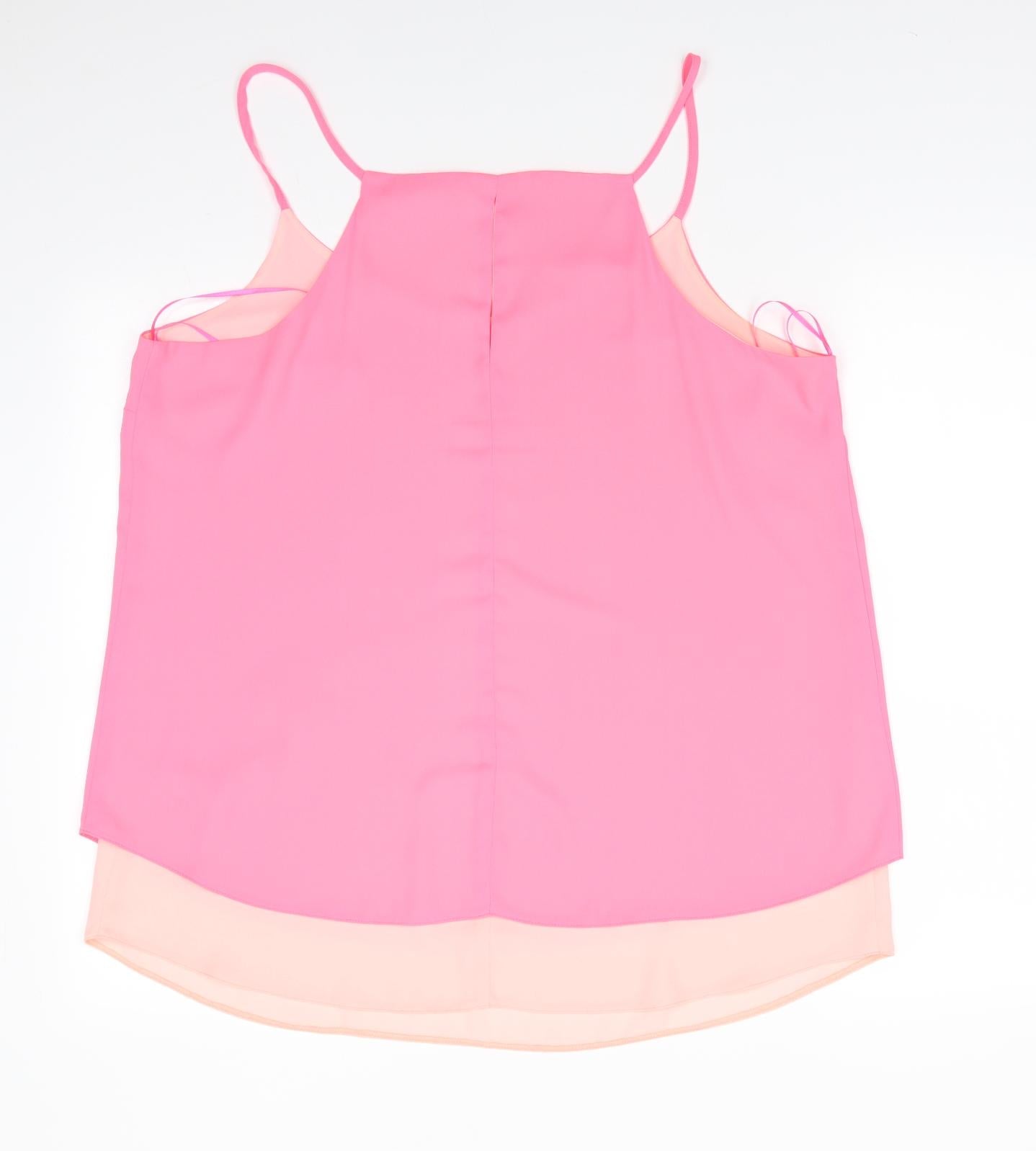 George Womens Pink  Polyester Camisole Blouse Size 18 Round Neck - Florescent Pink & Peach Layered