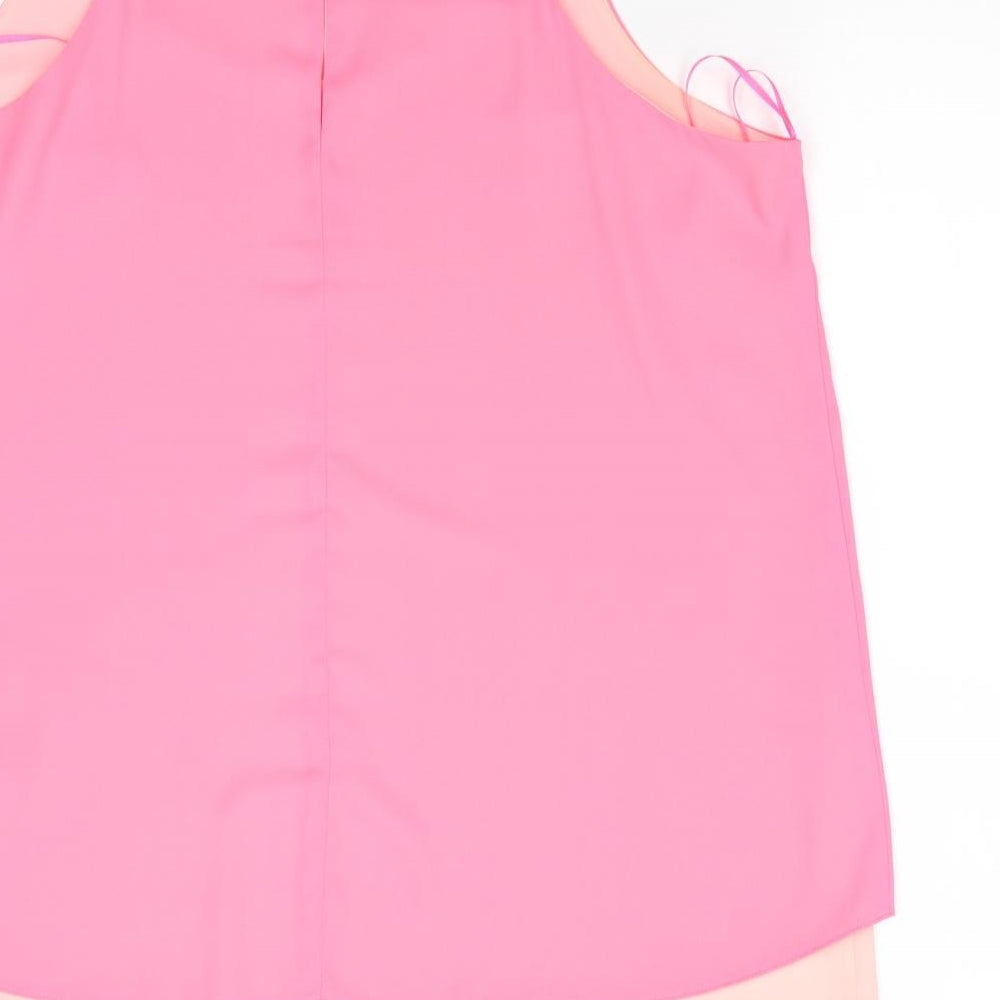 George Womens Pink  Polyester Camisole Blouse Size 18 Round Neck - Florescent Pink & Peach Layered