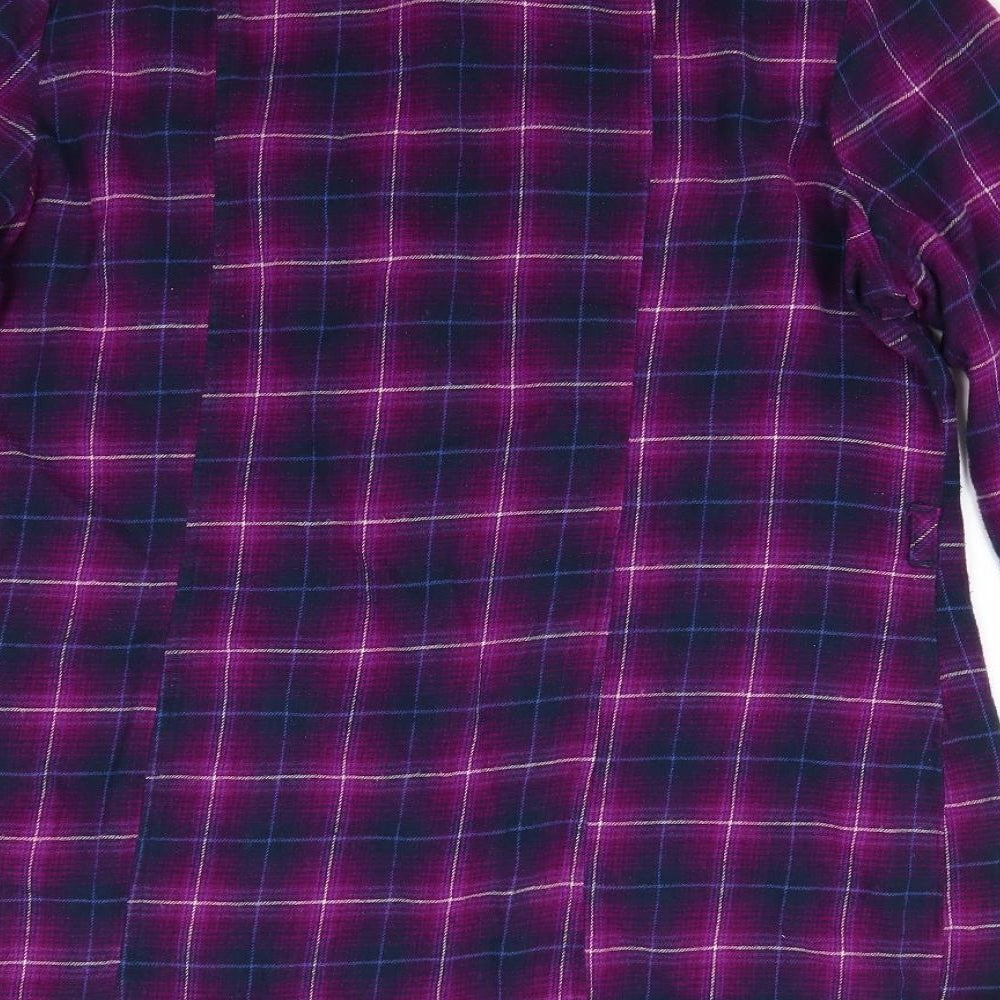 George  Womens Purple Check Cotton Basic Button-Up Size 18 Collared - Purple Blue Mix Adjustable Length Sleeves Metal buttons